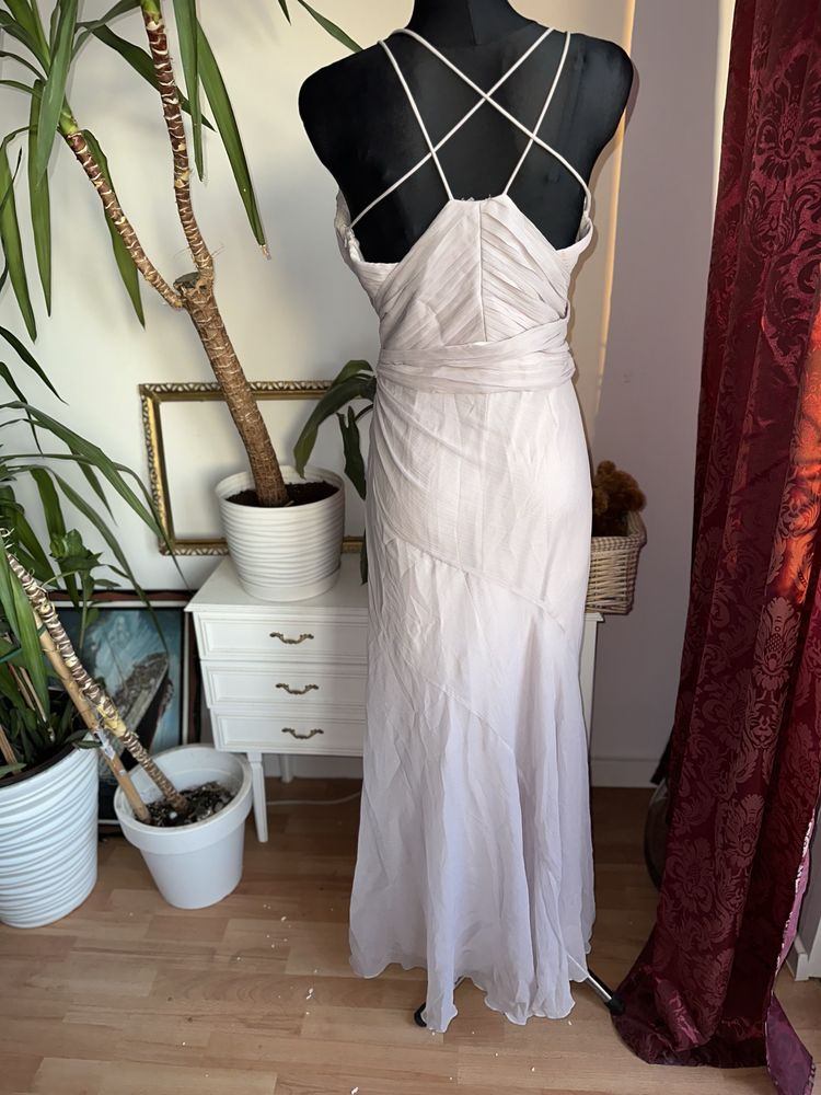 Tiulowa drapowana sukienka maxi L 40 XL 42 asos