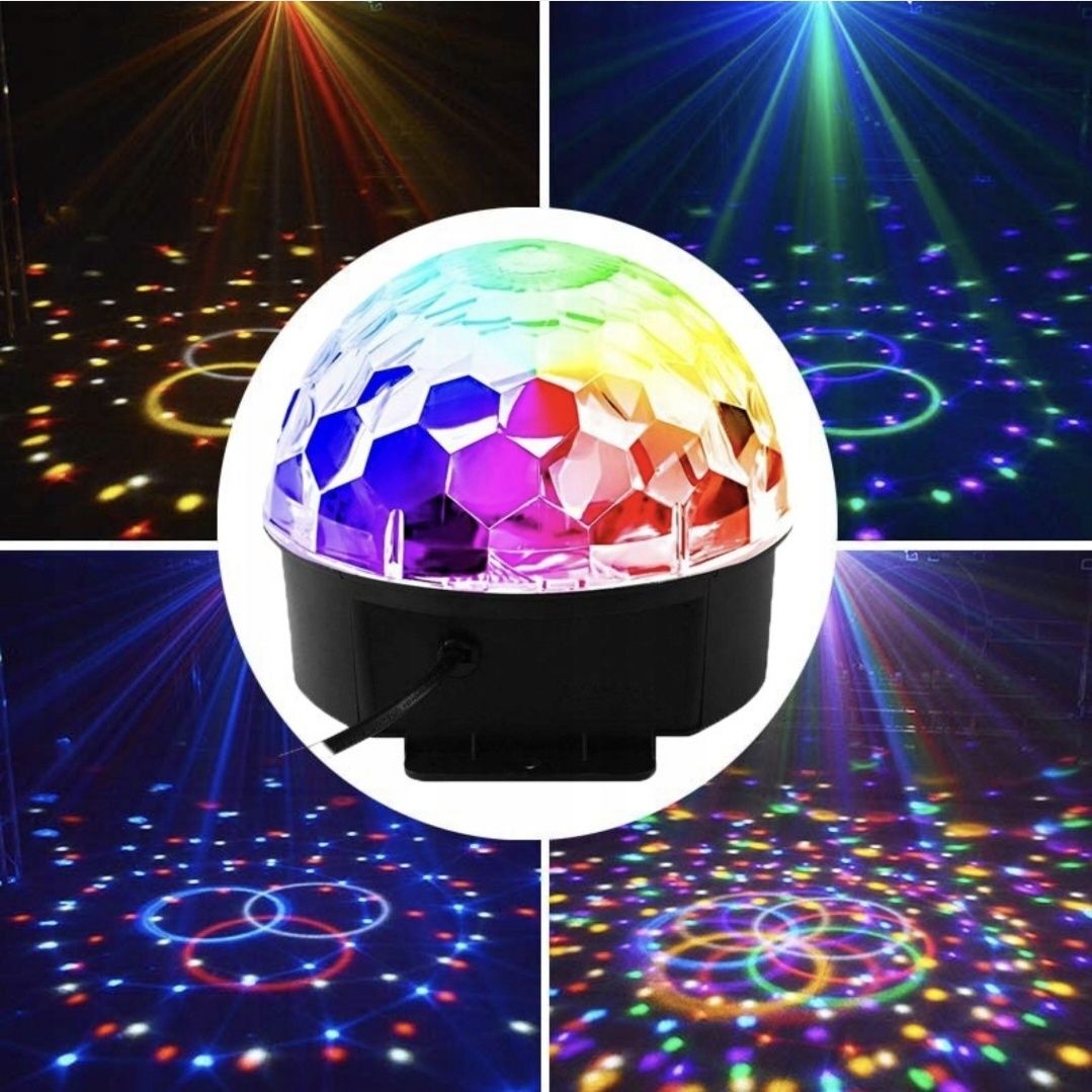 Kula DISCO LED Kula Dyskotekowa PILOT Projektor Głośnik USB RGB SD MP3