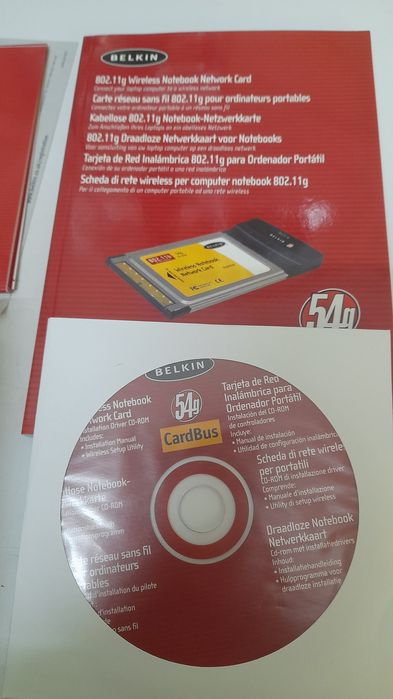 Placa de rede Belkin wireless para portátil  802.1g/ 54 Mbps - Nova