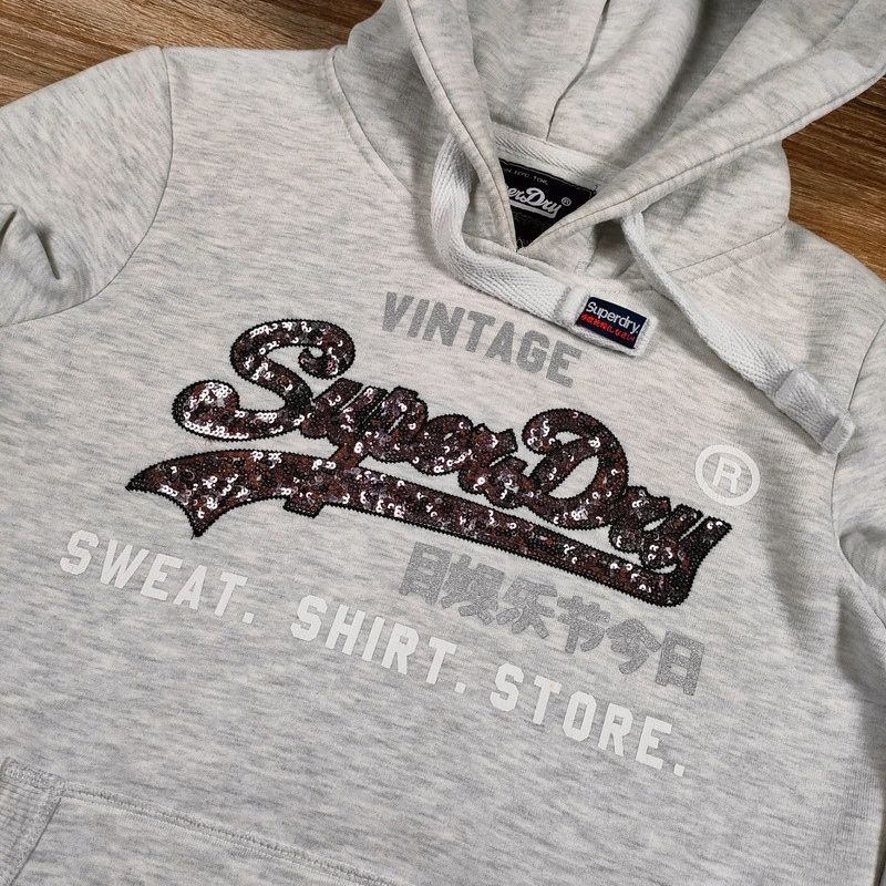 SUPERDRY Bluza z Kapturem Damska Logowana r. S