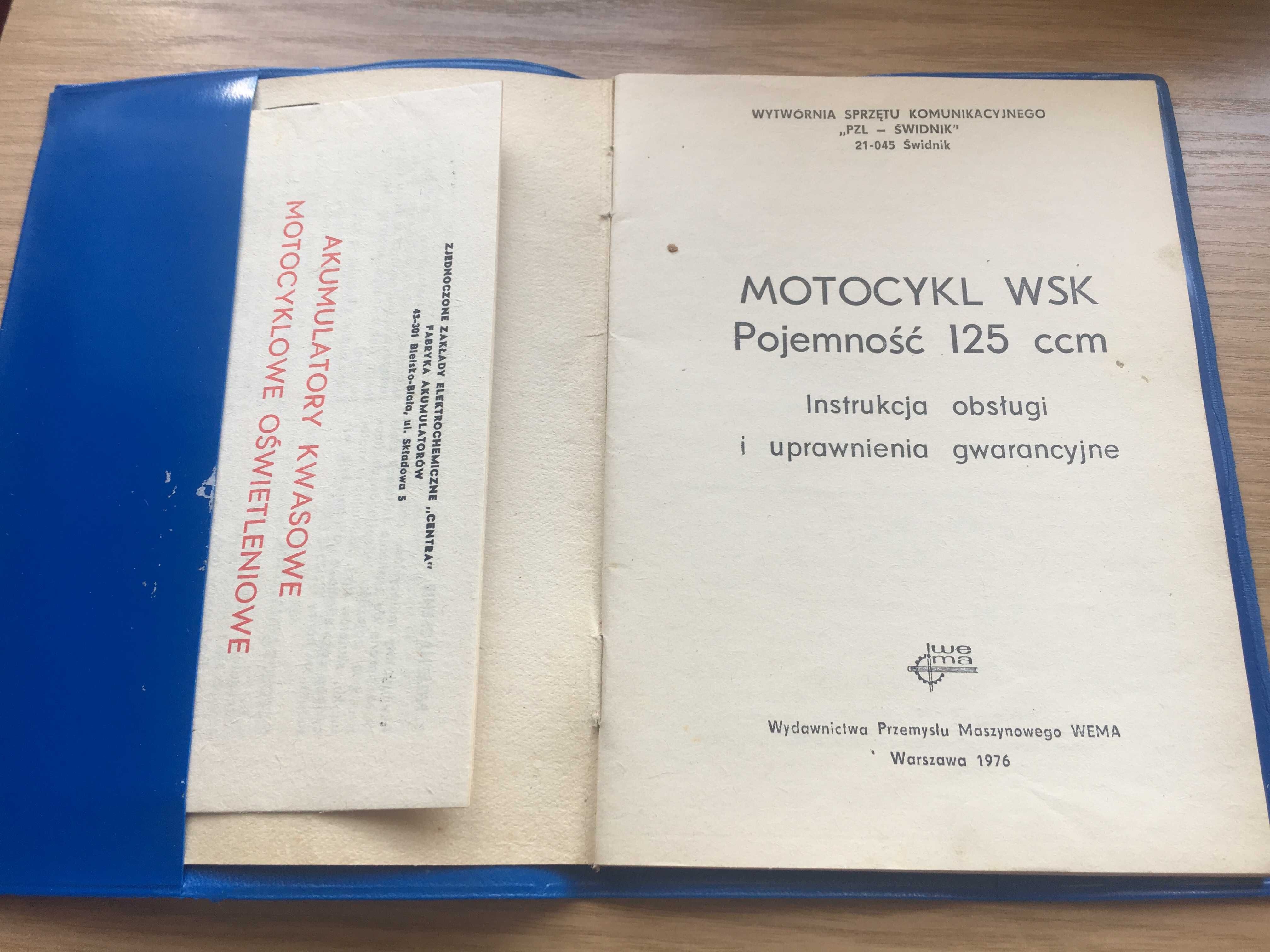 motocykl wsk KOMPLET instrukcja obsługi motor PRL