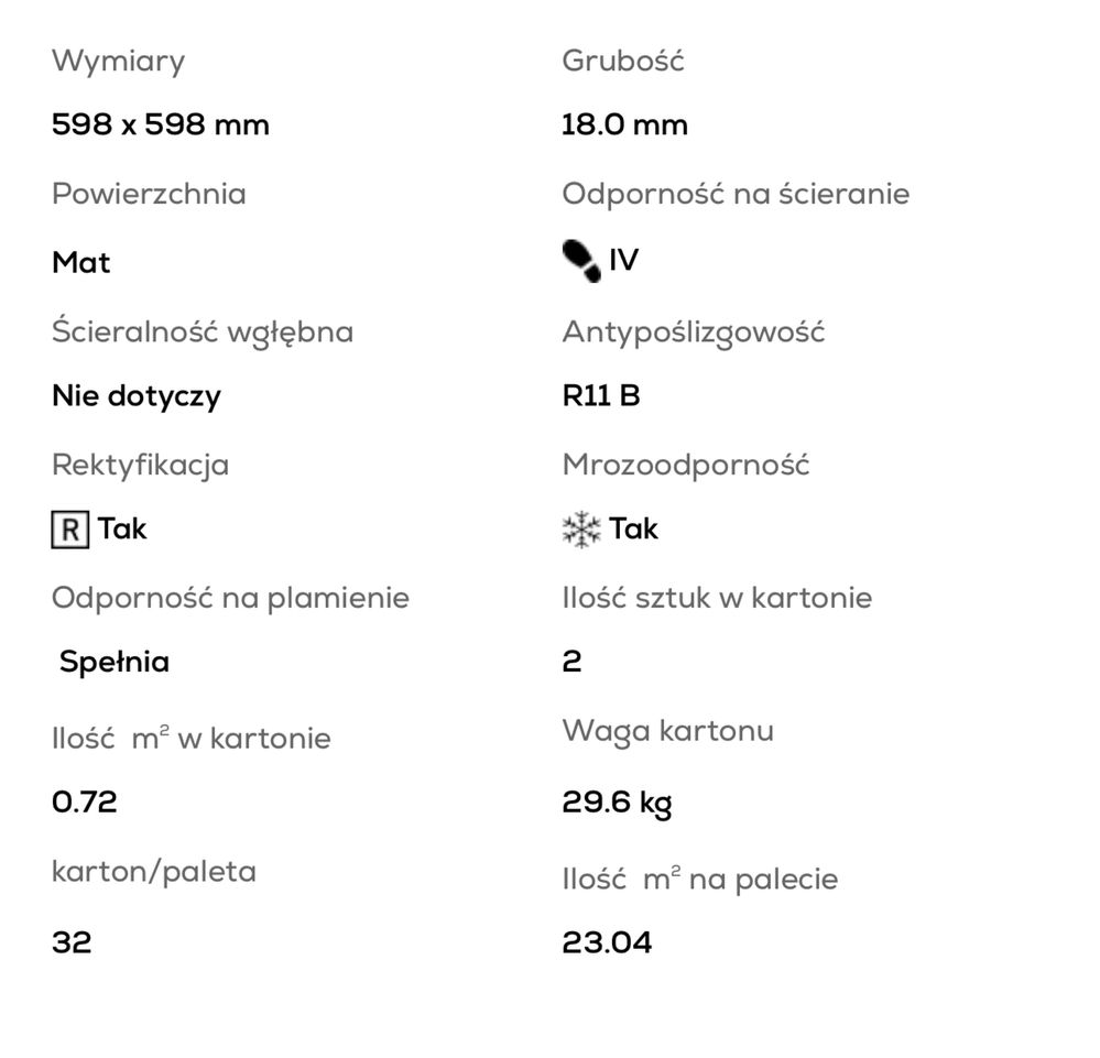 Płyta tarasowa / gres Torano White KoraTer 59.8x59.8x1.8 18mm / m2