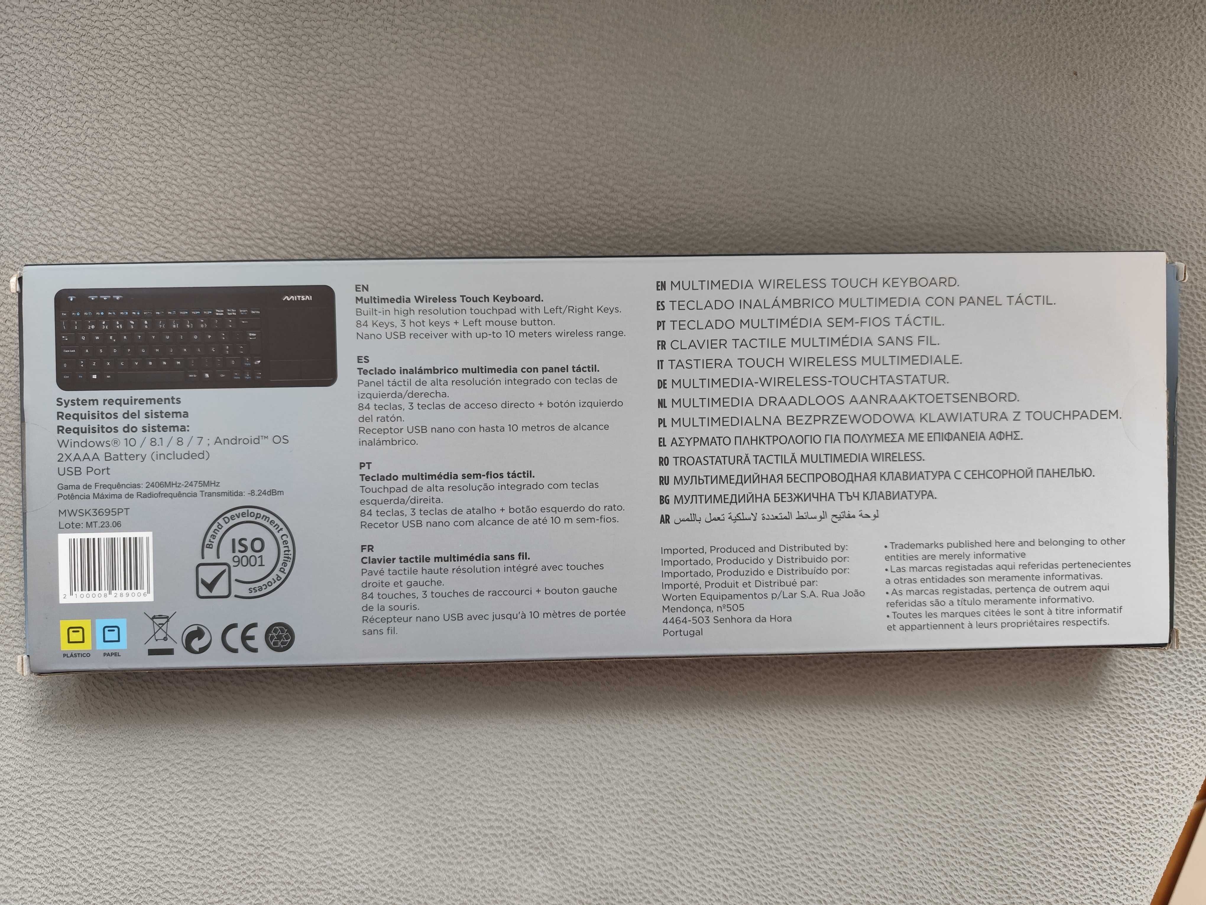 Teclado Mitsai wireless com rato integrado