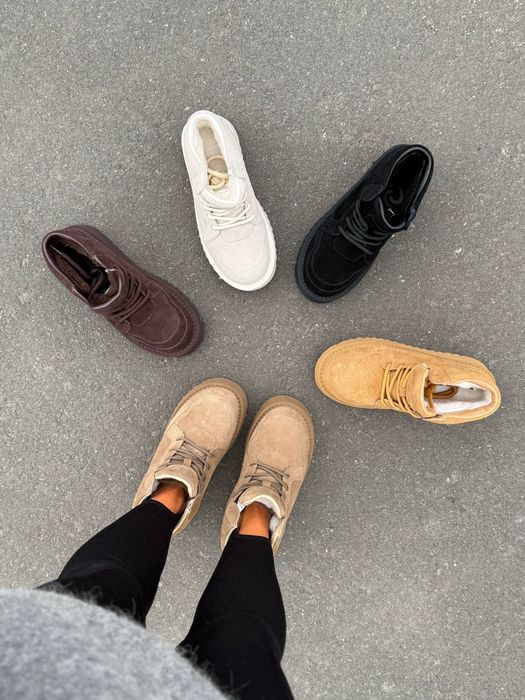 Теплі уггі на високій підошві натуральна замша