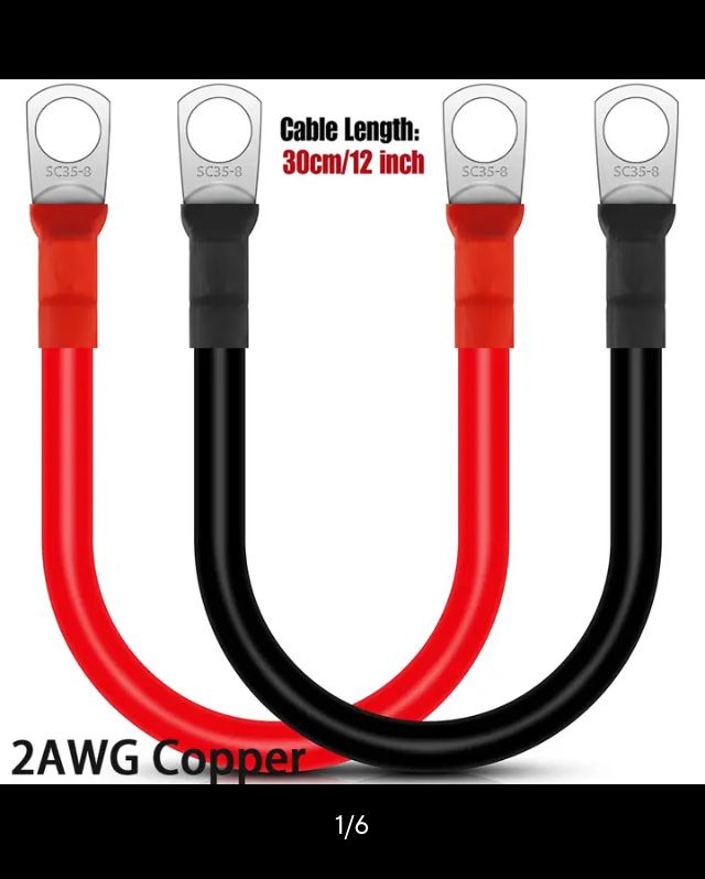 Кабель 2AWG М10 30см медный для инвертора и акб,автомобиля , перемычка
