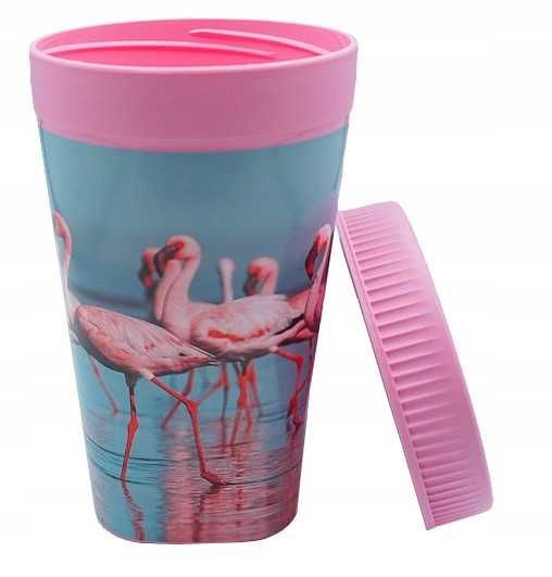 Kubek SZCZELNY BPA FREE BEZ BISFENOLU jakość 400ml. Flamingi Curver