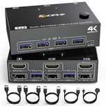 Przełącznik KVM NAWEN HDMI/DP 4K 2x2 USB 3.0 do komputerów i monitorów