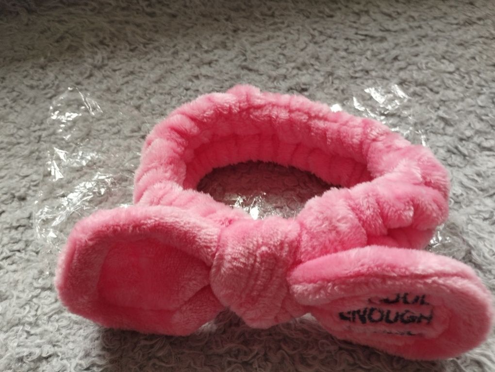 Kamień Gua Sha jadeitowy+ Opaska kosmetyczna nowa różowa kokarda