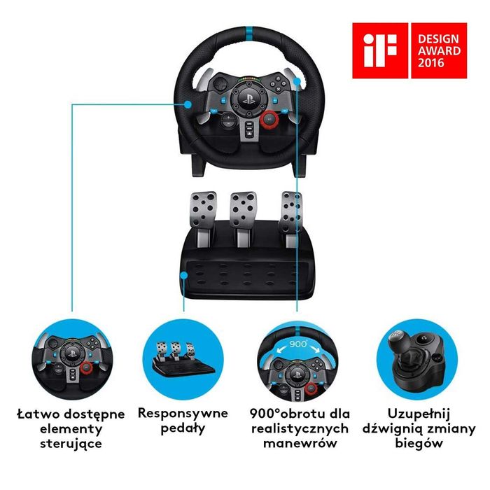 Kierownica LOGITECH G29 + Shifter PC PS3 PS4 PS5 Sklep - Poznań