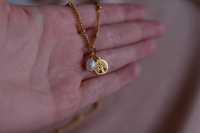 Nowy złoty naszyjnik łańcuszek z zawieszką perłą drzewko szczęścia