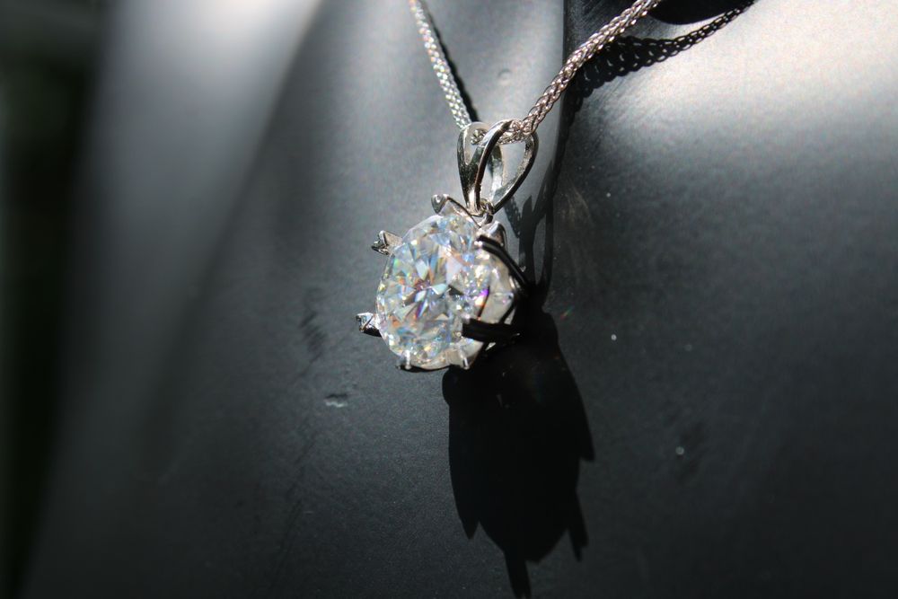 Łańcuszek chopin wisiorek zawieszka moissanit diament sterling GWARANC