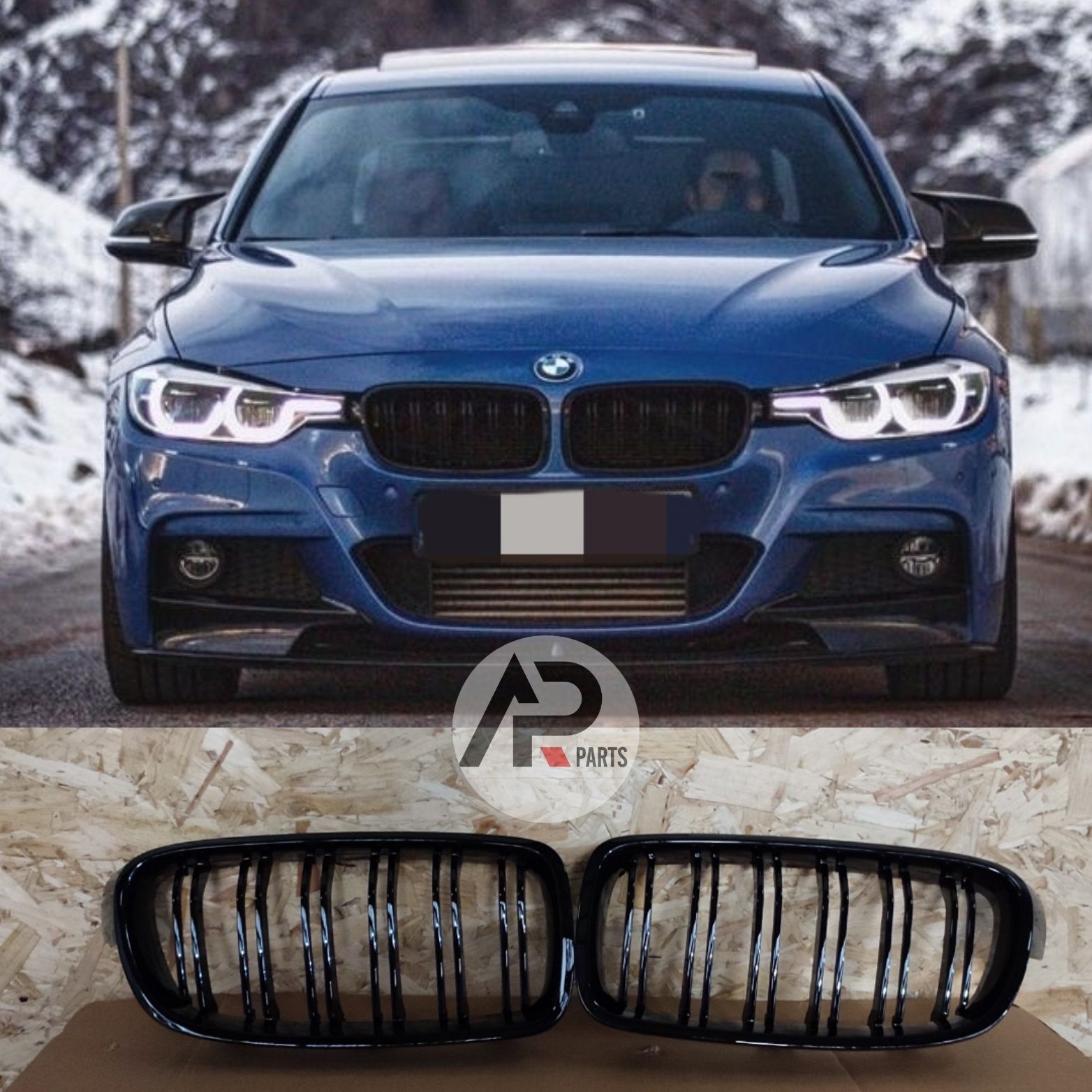 BMW F30 F31 F80 grelhas duplas preto brilhante Mperformance