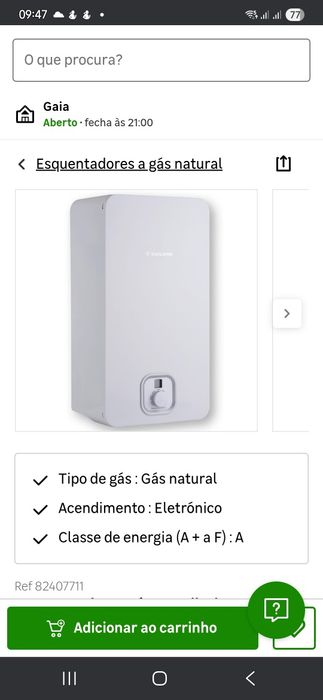 Esquentador à gas ventilado Vulcano