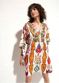 B.P.C plażowa tunika biała w kolorowe wzory z cekinami r.48/50