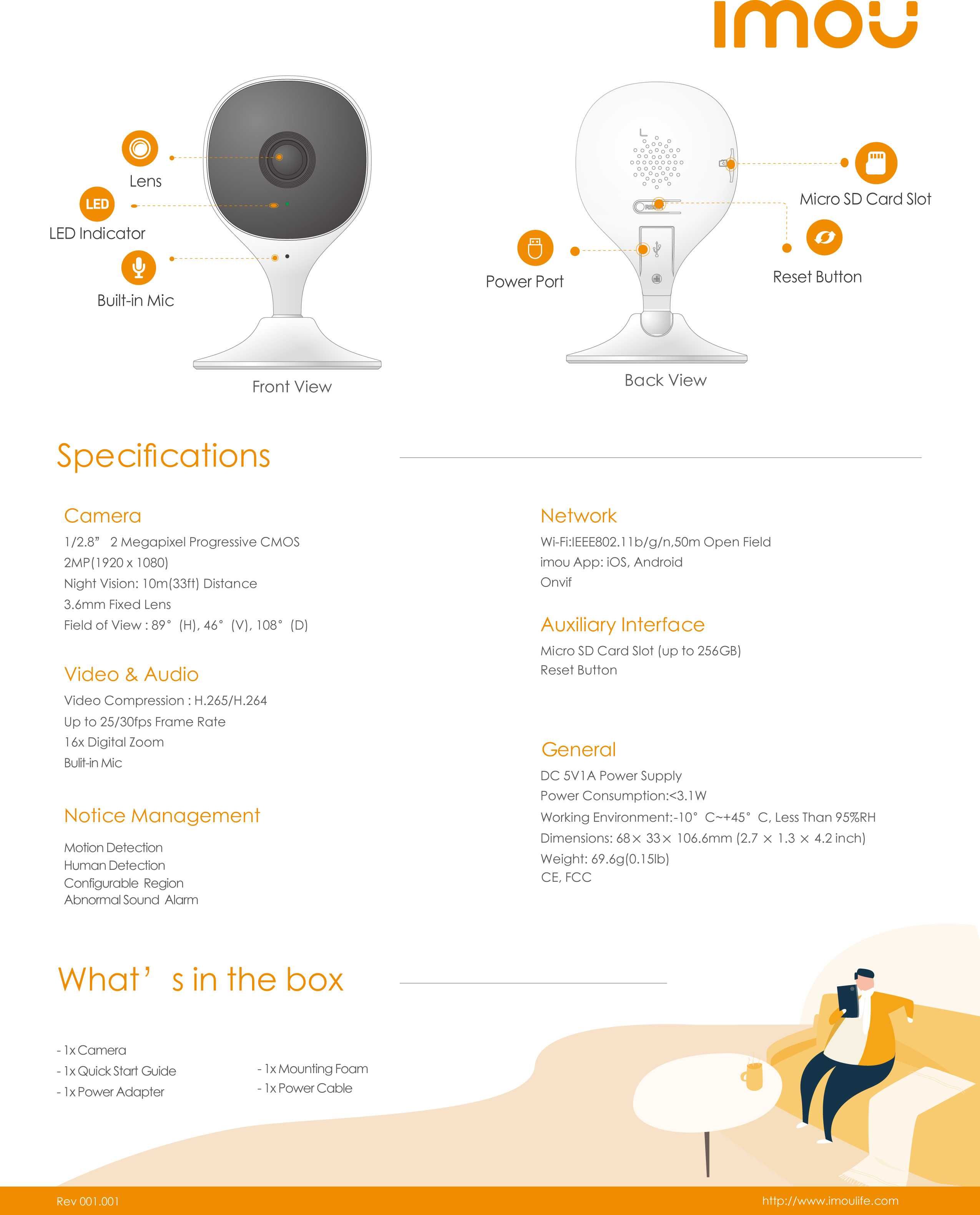 IP камера 2мп c WI-FI Imou Cue 2C (IPC-C22CP)