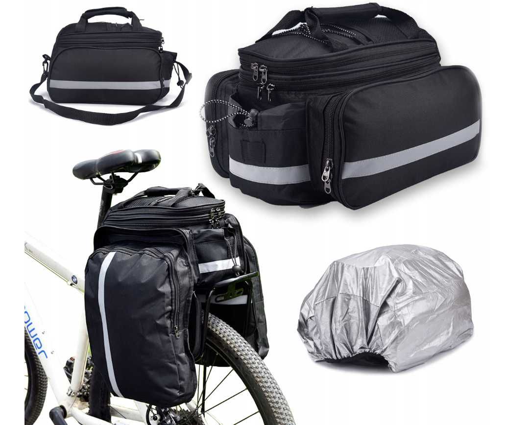 Aluminiowy bagażnik rowerowy + torba sakwy – zestaw uniwersalny