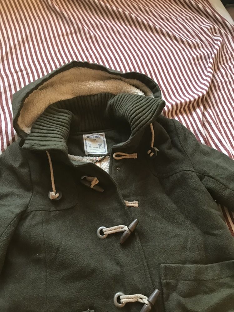 Kurtka zimowa krótki plaszczyk khaki Pull and Bear m 38 Bosmanka