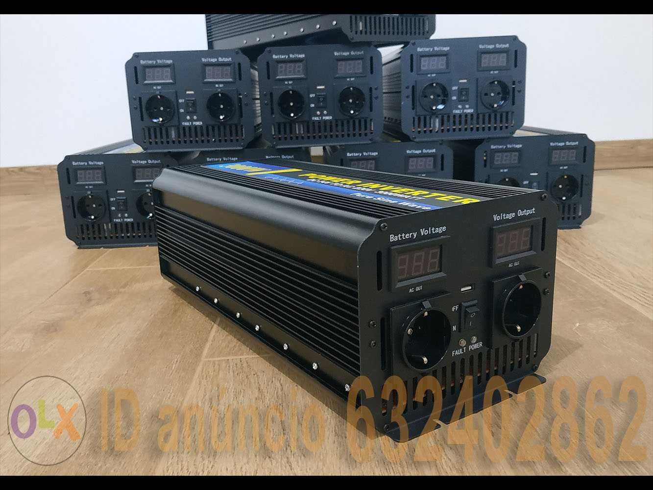 Inversor Onda Pura DC24v AC220v 3000w/6000w - 3 tomadas - para PESADOS