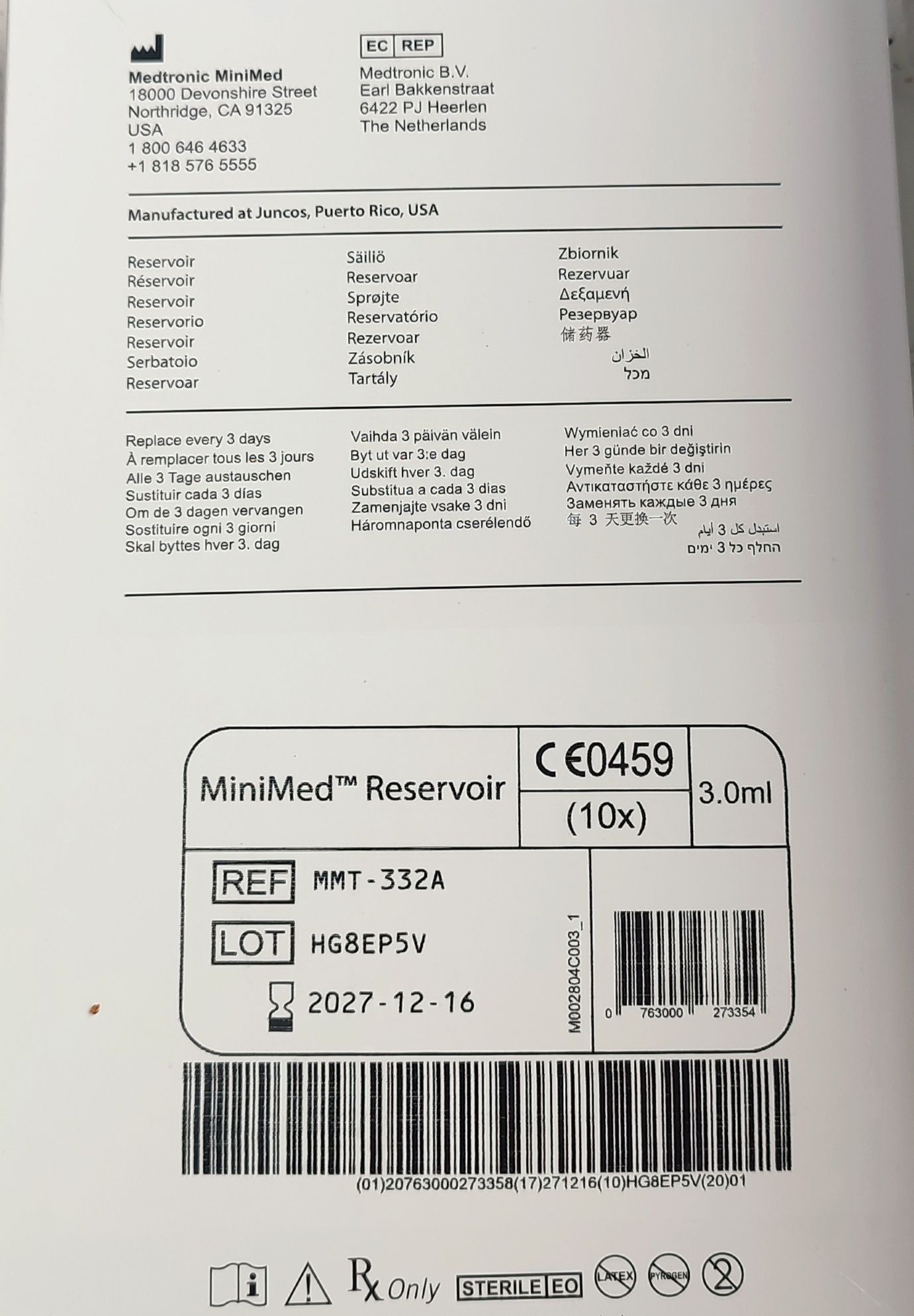 Medtronic pojemniki zbiorniki na insulinę do pompy minimed MMT 332A