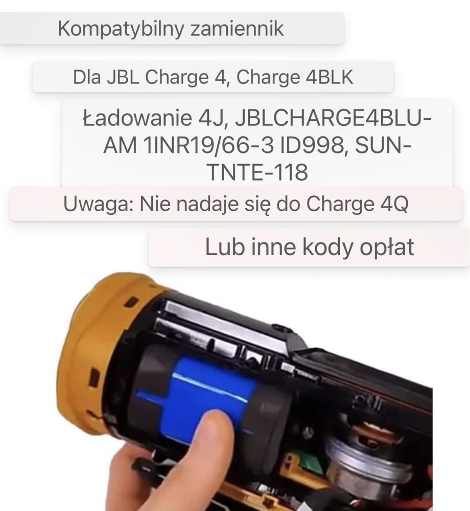 Nowa bateria do głośnika JBL Charge 4 10200 mAh, 3.7 V