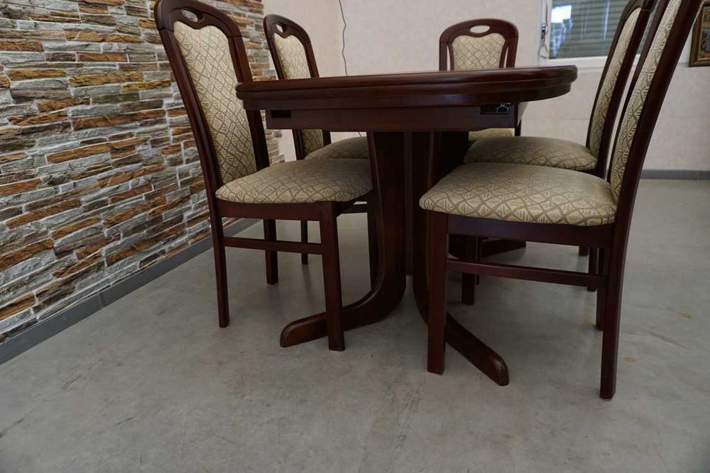 stół mahoniowy rozkładany do 210 cm + 6 krzeseł  (l-145)   rabat  30%