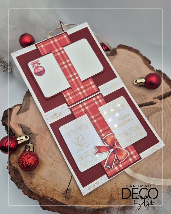 Etui/koperta na kartę podarunkową/pieniądze Boże Narodz. prezent czerw