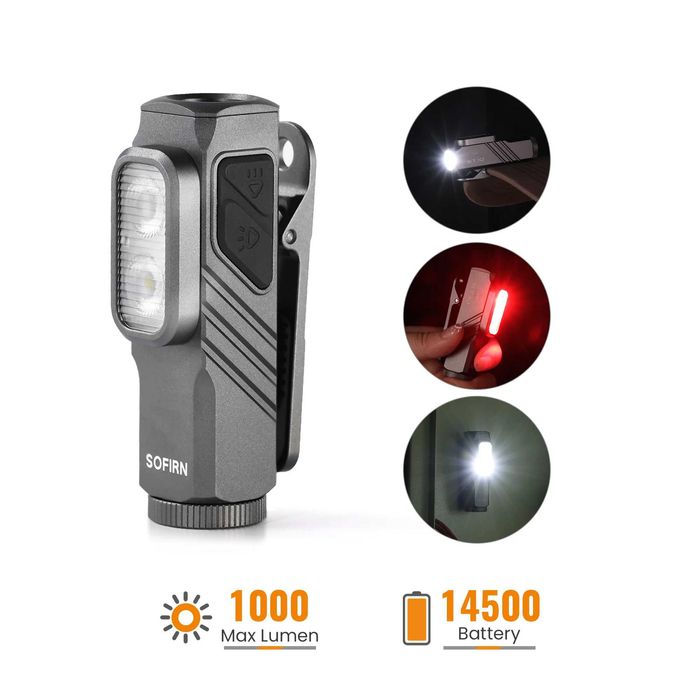 Latarka EDC mini SOFIRN ST10 1000lm, klips, magnes, akumulator