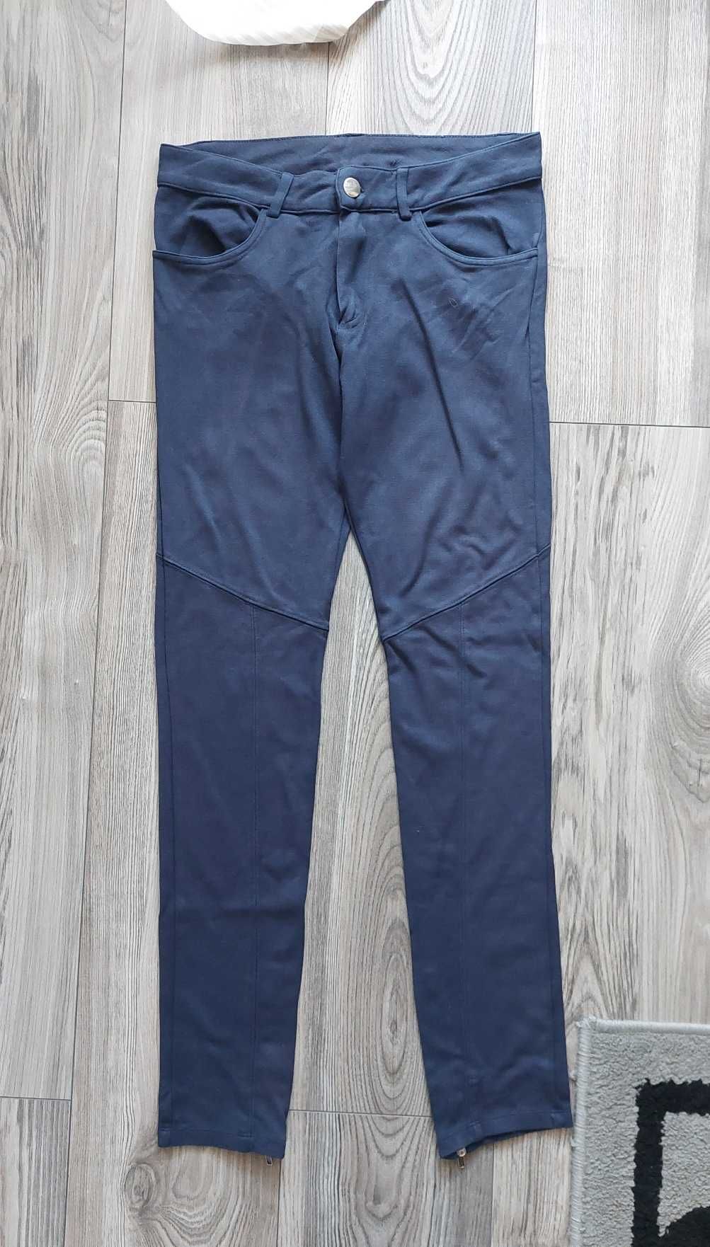 H&M granatowe legginsy zamki wiskoza M/L