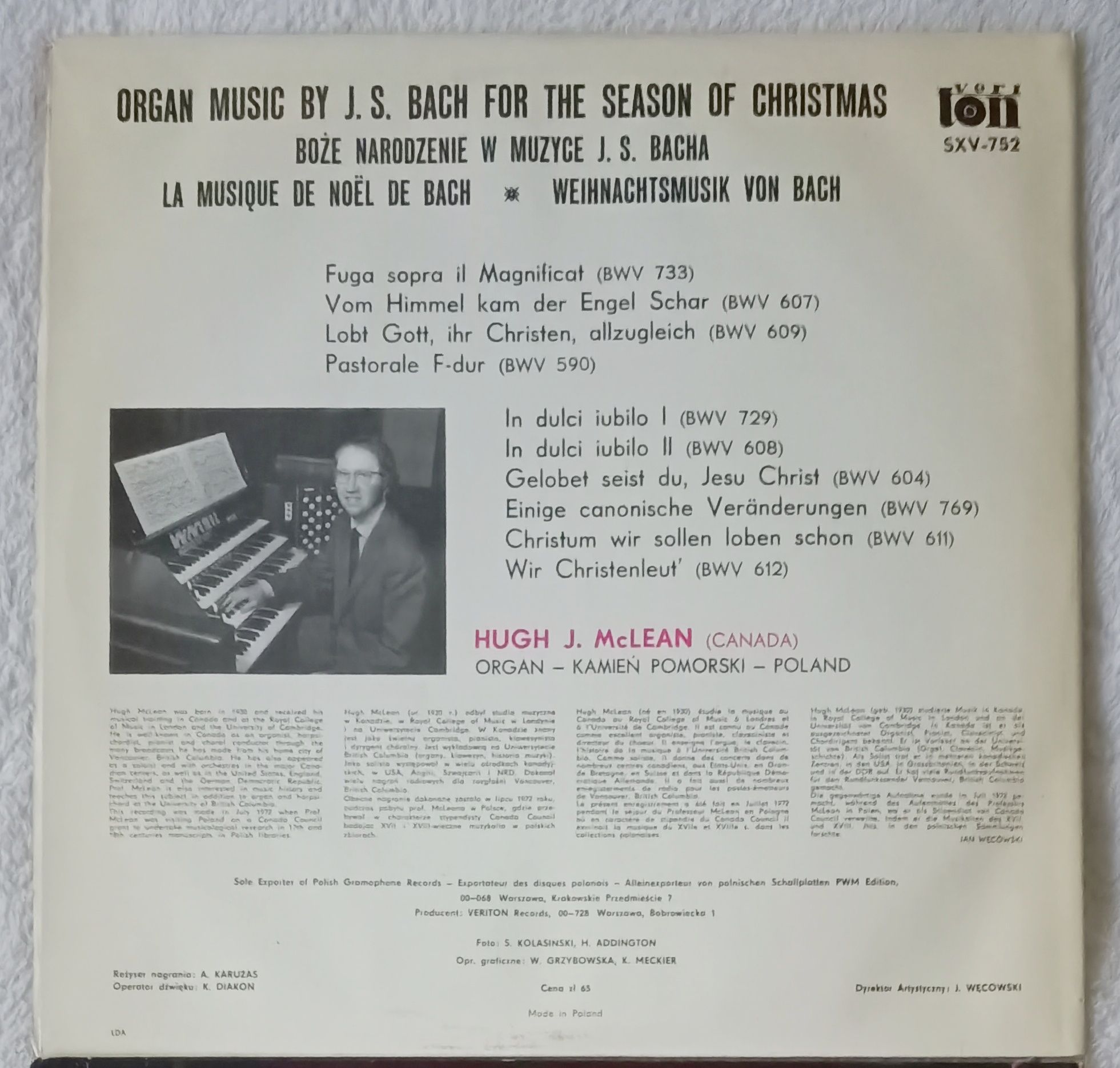 Płyta winylowa Hugh Mclean Organ Kamień Pomorski
