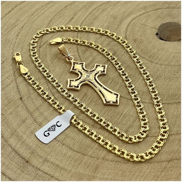 Złoty Łańcuszek Z Grawerem Dla Syna, Naszyjnik Garibaldi Z Krzyżykiem