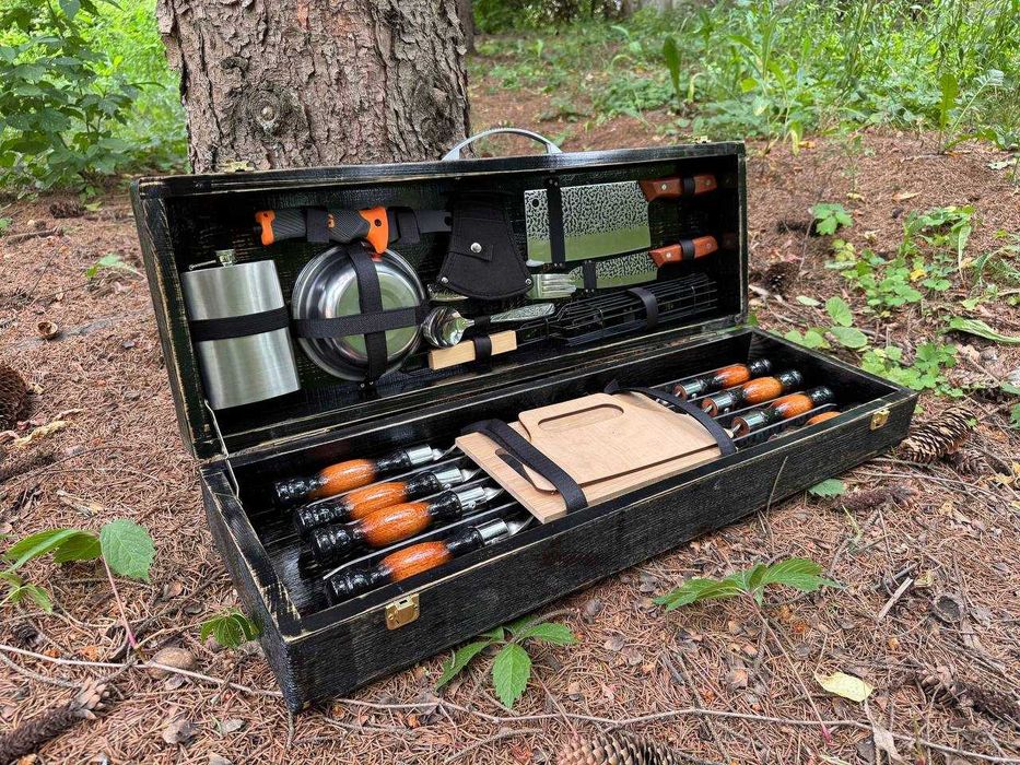 Набір шампурів у кесі Шампура на подарунок в кейсі Нобор для шашлику