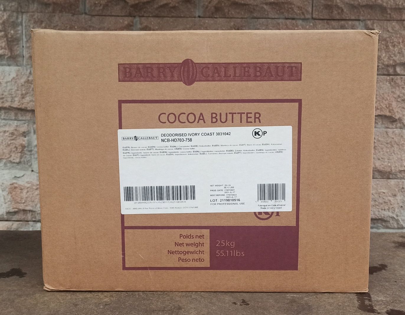 Какао масло натур Barry Callebaut 25кг. дезодорированное NCB-HD703-758