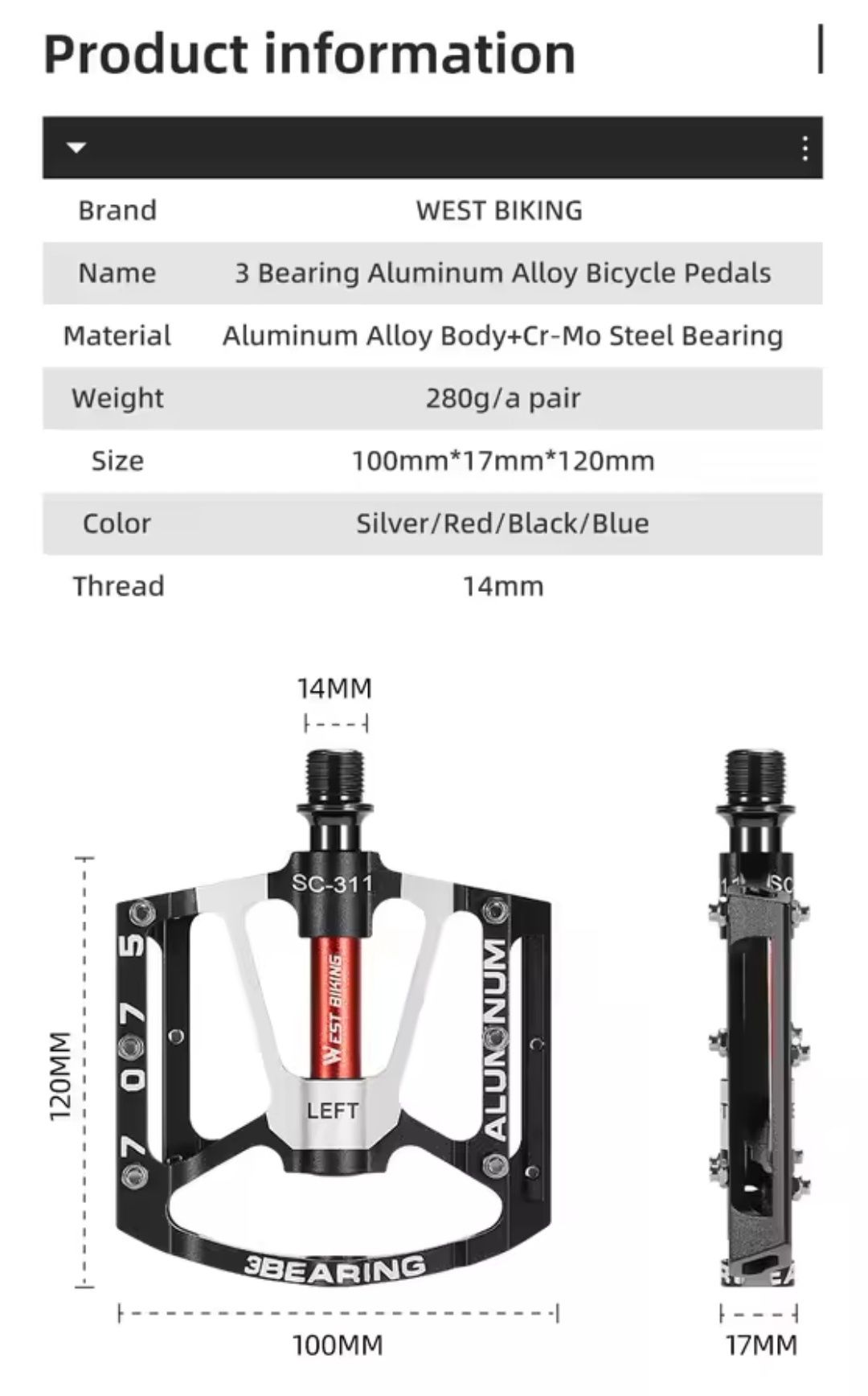 West Biking pedały Platformowe MTB 3 łożyska maszynowe 280g Jakość PRO