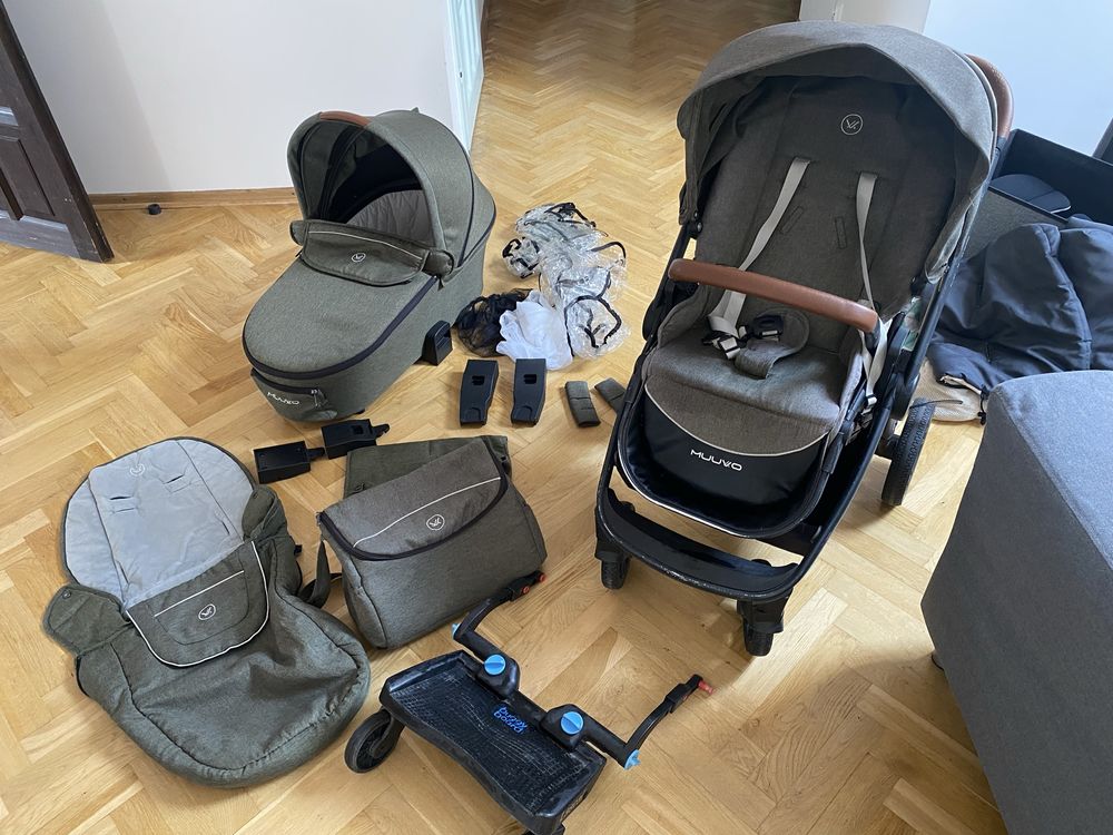 Wózek 2w 1 muuvo quick, dostawka, parasolka,uchwyt na kubek