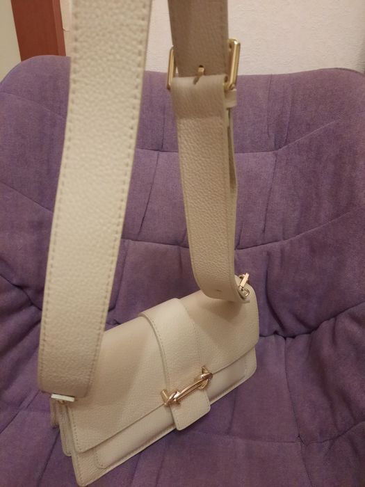 Сумка кросбоди шкіра бежевая