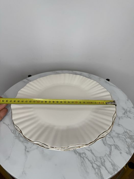 2 szt Talerze Duże Obiadowe Ozdobne Do placka Gold Arista