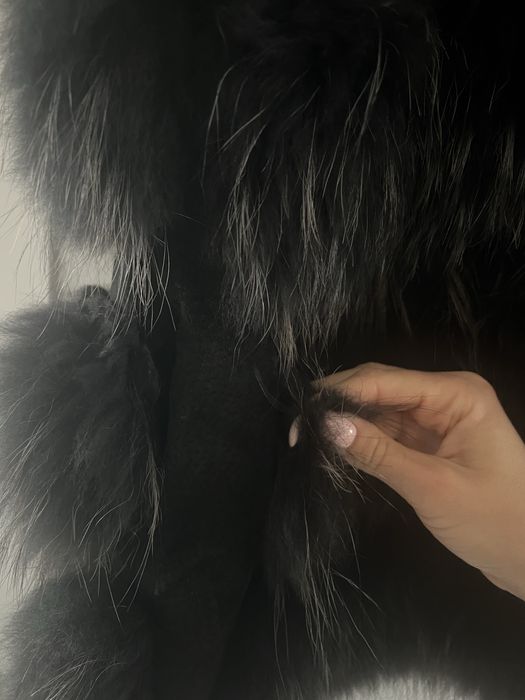 Kamizelka futro naturalne lis jenot czarna xs s