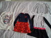 5-10-15 Bluezoo Coccodrillo H&M 3 sukienki zestaw i sweterek 116