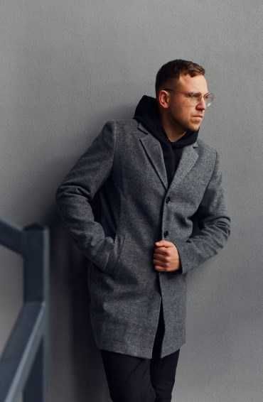 Пальто чоловіче на осінь або весну бавовна елегантне мужское пальто