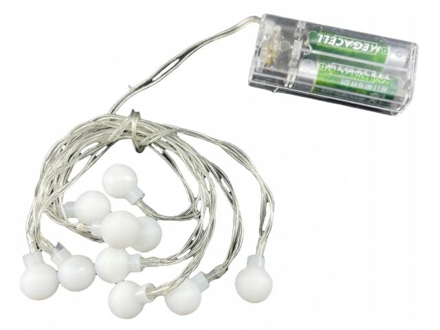 Lampki Choinkowe Kulki 20 Led 2 M Na Baterie - Ciepły Biały