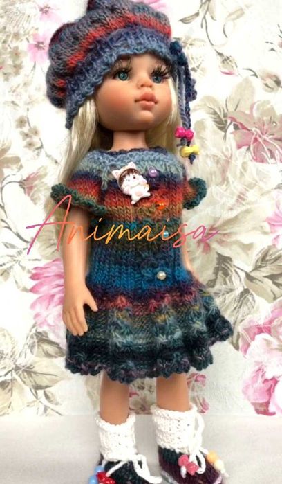 Вязаные  милые комплекты    одежды для кукол Паола Рейна 32 -34 см
