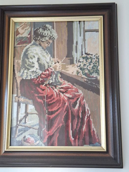 Obraz, rękodzielo, haft półkrzyżykowy