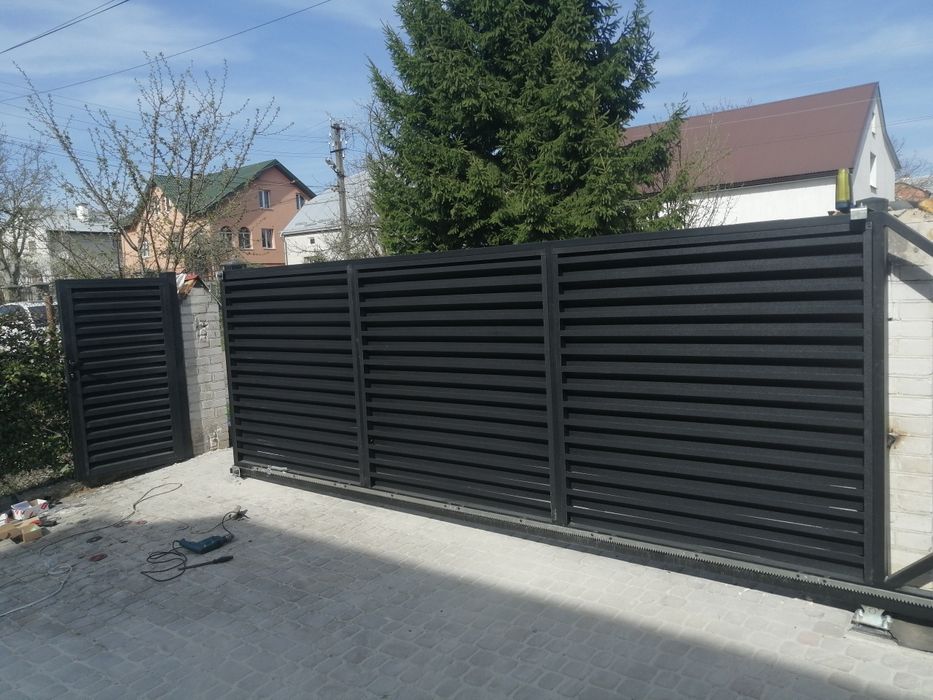 Ворота відкатні, Паркан Жалюзі, Брама металева