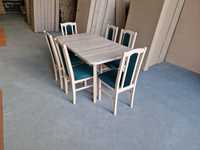 Nowe : Stół 80x140/180 + 6 krzeseł, sonoma+butelkowy zielony, dostawa