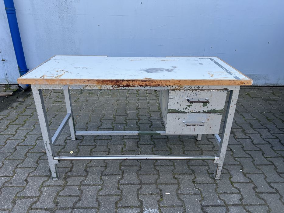 Stół warsztatowy ślusarski roboczy STALOWY Solidny Blat 3cm 140x65x84