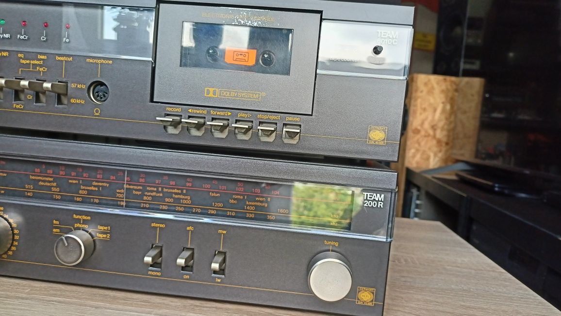 Wieża Schneider amplituner deck gramofon