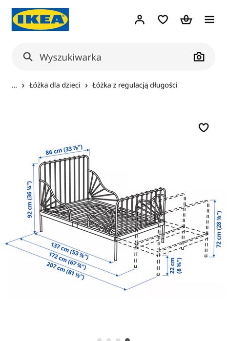łóżko MINNEN ikea metalowe