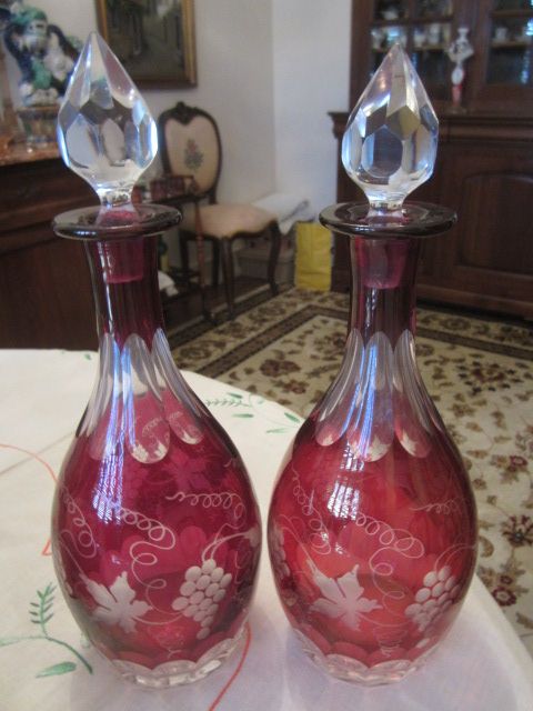 Par de Garrafas Cristal Lapidado