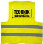 kamizelka odblaskowa, kamizelka z nadrukiem technik budownictwa