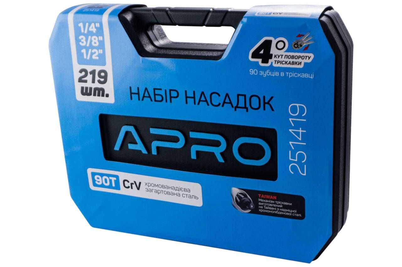 Набір інструментів Apro - 1/4" x 3/8" x 1/2" x 219 од.